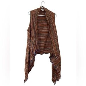 Colorful Knit Shawl Open Cardigan Women’s Rainbow Long Oversized Poncho Shrugs